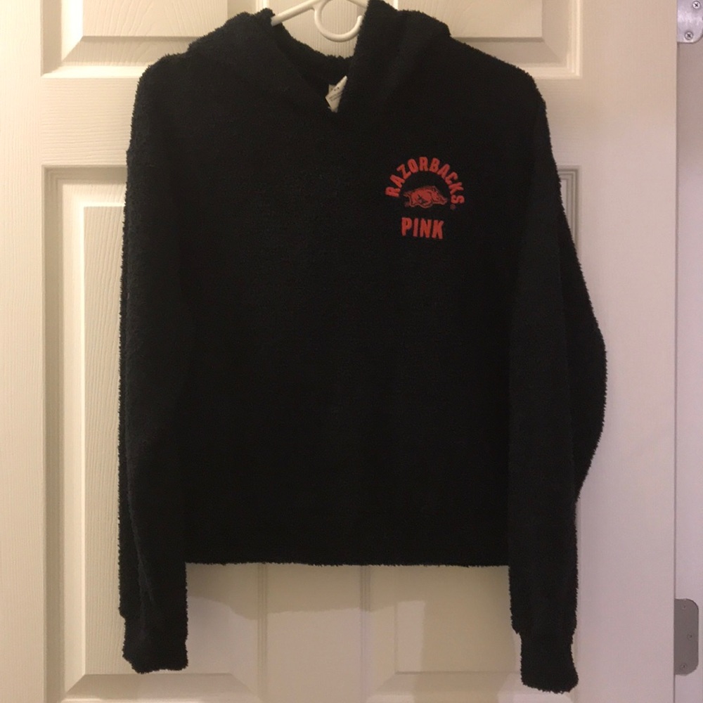 💖 NWT - VS PINK Sherpa Hoodie - Razorbacks - Arkansas